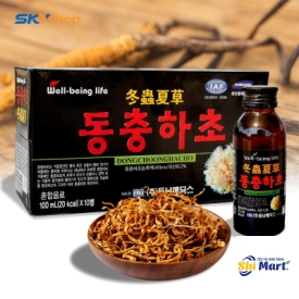 NƯỚC HỒNG SÂM ĐÔNG TRÙNG HẠ THẢO DONGA HỘP 10 CHAI
